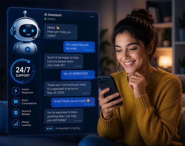 AI chatbot automating customer service conversations