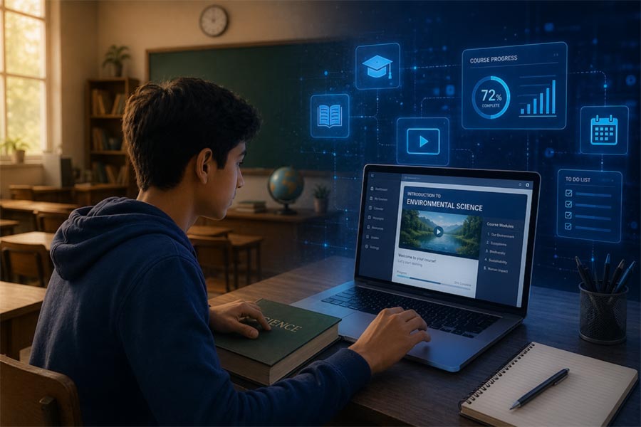 The shift from a traditional classroom to digital learning